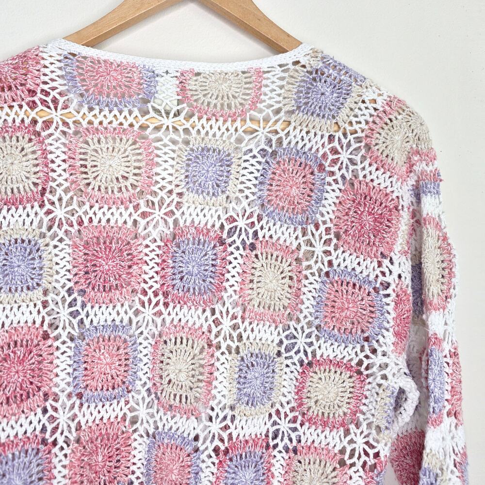 Appleseed’s Grannycore Crochet Patchwork Cardigan XL Petite Granny Square Knit - Picture 9 of 10